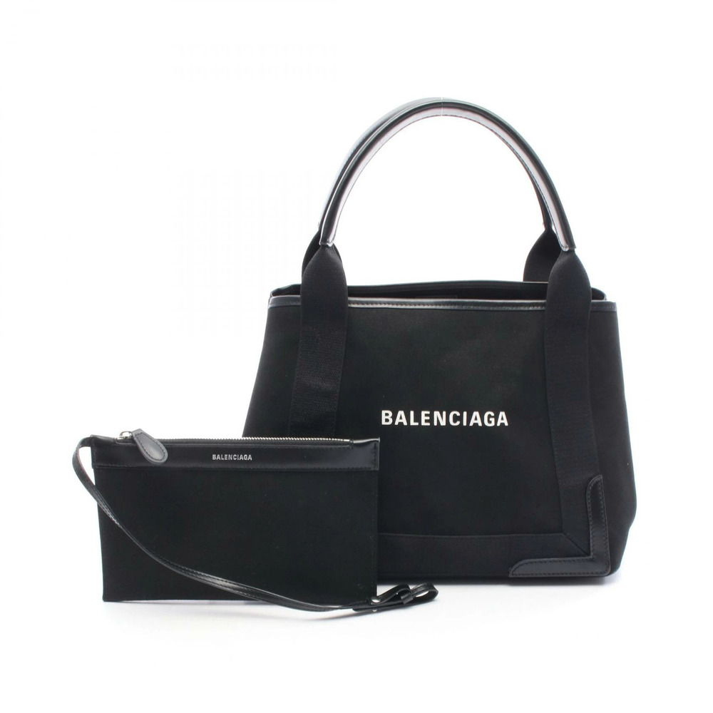 Balenciaga Navy Blue CABAS Tote Bag Canvas Leather Black - Picture 1 of 9